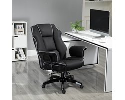 MODFU - Bureaustoel - In Hoogte Verstelbaar En Kantelbare Rugleuning - Voor Werkplek - Schuim - Zwart - 76 x 80 x 118-124 cm