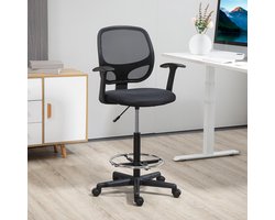 MODFU - Bureaustoel - Verstelbare Zithoogte En Voetring - Modern - Schuim En Zwart - 60 x 56 x 110-132 cm