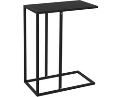 MODFU C-vorm Bijzettafel 46×26×60 cm – Multifunctionele laptoptafel & nachttafel – Schuift onder bank of bed – Stevig stalen frame – Zwart – Voor woonkamer, slaapkamer & kantoor