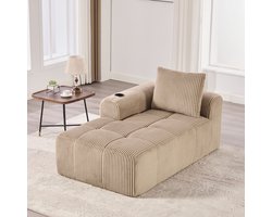 MODFU - Compacte Bank - Zijvakken En Bekerhouders - Tijdloos - Woonkamer - Ribcord - Khaki - 158 X 93 X 61 Cm