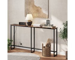 MODFU - Consoletafel - Met Geïntegreerd Oplaadpunt - Industrieel - Voor Hal Of Achter Bank - Hout En Staal - Bruin - 160 x 20 x 80 cm