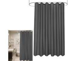MODFU Douchegordijn – 100x200 cm – Waterafstotend & snel drogend – Met ringen – Stijlvol donkergrijs badkamer gordijn – Wasbaar – Polyester – Donkergrijs