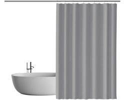 MODFU Douchegordijn – 200x240 cm – Waterafstotend & snel drogend – Met ringen – Stijlvol lichtgrijs badkamer gordijn – Wasbaar – Polyester – Lichtgrijs