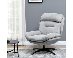 MODFU - Draaifauteuil - 360° draaibaar met geïntegreerde armleuningen - Modern design - Woonkamer - Polyester - Grijs - 79×91×98 cm