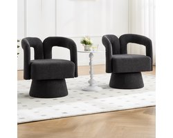 MODFU - Draaifauteuil - 360 Graden Draaibaar - Modern - Bouclé - Donkergrijs - 67 X 55 X 74 Cm