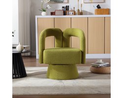 MODFU - Draaifauteuil - 360 Graden Draaibaar - Modern - Voor Woonkamer - Bouclé - Olijfgroen - 67 x 55 x 74 cm