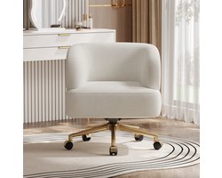 MODFU - Draaistoel - 360° Draaibaar Met 5 Wielen - Voor Bureau Of Woonkamer - Chenille - Beige - 71 X 60 X 71 Cm