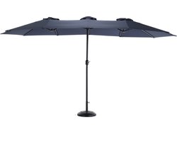 MODFU - Dubbelzijdige Rechthoekige Tuinparasol - Met Handslinger - Stalen Frame - Marineblauw - 14,8 Ft