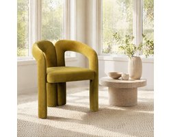 MODFU - Eetkamerstoel - Kuipstoel - Design - Armleuning - Velvet - Olijfgroen - Set Van 2