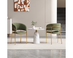 MODFU - Eetkamerstoelenset - Ergonomische Rugleuning - Verstelbare Voetjes - Minimalistisch - Eetkamer Of Kantoor - Hout En Metaal - Groen