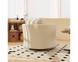 MODFU - Fauteuil - 360 Graden Draaibaar - Diepe Zitting - Modern - Voor Woonkamer Of Slaapkamer - Chenille - Beige