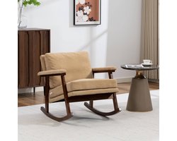 MODFU-Fauteuil-Schommelstoel-Lichtbruin-Velvet-Hout