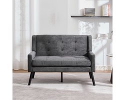 MODFU - Fauteuilset - 1- En 2-Zits - Hogedichtheidsschuim - Gecapitonneerd - Woonkamer - Gestoffeerd - Donkergrijs