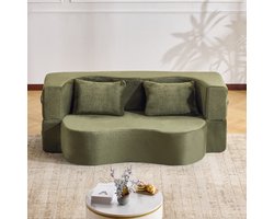 MODFU - Futon Slaapbank - Inklapbaar - Modern - Voor Woonkamer - Schuim - Olijfgroen