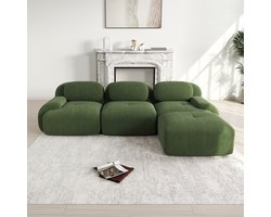 MODFU Hoekbank - Modulair En Frameloos - Ergonomisch - Voor Woonkamer Of Slaapkamer - Ribfluweel - Groen