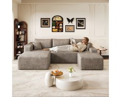 MODFU - Hoekbank - Modulair - Modern Minimalistisch - Voor Woonkamer - Ribfluwelen Stof - Camel