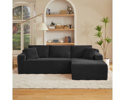 MODFU - Hoekbank - Modulaire Bank - L-Vorm - 4-Zits - Zwart - Stof