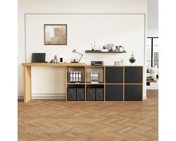 MODFU - Hoekbureau - 360° Draaibaar - Met Opbergruimte - Modern - Voor Thuiskantoor - MDF - Zwart En Eikenkleur