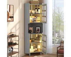 MODFU - Hoekkast - Ledverlichting En 3-Zone Opbergruimte - Modern - MDF - Grijs - 63,5 X 157,5 Cm