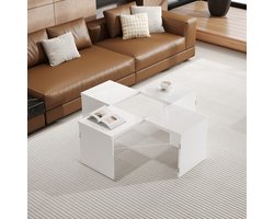 MODFU Hoogglans salontafel DIY, vrije combinatie, moderne tafel met aanpasbare tafelblad