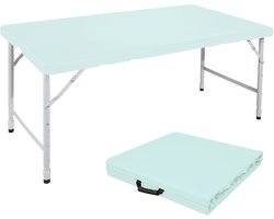 MODFU Inklapbare Campingtafel (125x61) - In Hoogte Verstelbare Vouwtafel / Koffertafel - Draagvermogen 135 kg - Lichtblauw