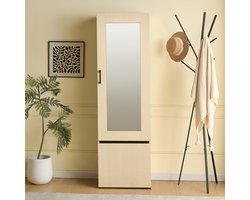 MODFU Kapstok 80x35x175,5 cm van MDF, vrijstaande halgarderobe met haken, wit/goud