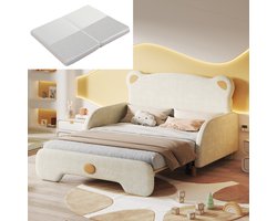 MODFU Ledikant 140x200 cm, gestoffeerd fluweel in berenvorm met uitschuifbed