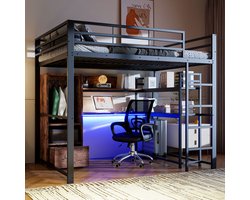 MODFU Ledikant 140x200 cm, gestoffeerd met pluche en MDF, met uittrekbaar onderschuifbed, wit, minimalistisch