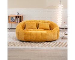 MODFU - Loungestoel - Met Armleuningen En Hoge Rugleuning - Voor Woonkamer Of Slaapkamer - Chenille - Geel - 150 X 95 X 63 Cm