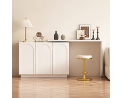 MODFU Luxe Draaibaar Hoekbureau & Dressoir in 1 (170 cm) - 360° Uitschuifbaar Bureau met Kast - Soft-Close - Wit