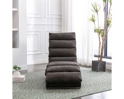 MODFU - Massageligstoel - Ergonomische Rugleuning En Zijvak - Modern - Voor Woonkamer Of Slaapkamer - Linnen - Donkergrijs