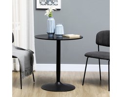 MODFU Moderne Ronde Bistrotafel / Eettafel (Ø 70 cm) - Luxe Tulpentafel met Trompetvoet - Zwart MDF