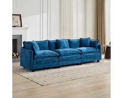 MODFU - Modulaire 3-Zits Bank - Dubbel Gelaagd Zitkussen - Modern - Voor Woonkamer - Chenille - Blauw