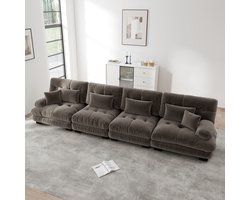 MODFU - Modulaire Bank - Diepe Zitting - Vintage Ontwerp - Voor Woonkamer - Chenille - Bruin