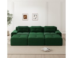 MODFU Modulaire Bank - Frameloos En Met Slaapfunctie - Minimalistisch - Voor Woonkamer - Cordstof - Groen