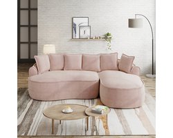 MODFU - Modulaire Bank Met Chaise Longue - Frameloos - Diepe Zitting - Chenille - Roze