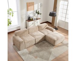 MODFU - Modulaire Bank - Samengeperst Geleverd - Framevrij - Voor Woonkamer - Chenille - Licht Khaki