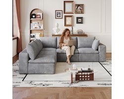 MODFU - Modulaire Bank - Verstelbare Elementen - Volledig Schuim - Voor Woonkamer - Stof - Grijs