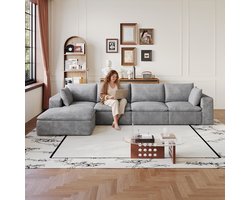 MODFU Modulaire Bank - Zachte Stof - Volledige Schuimvulling - Grijs