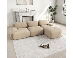 MODFU - Modulaire Hoekbank - Frameloos En Montagevrij - Minimalistisch - Voor Woonkamer En Slaapkamer - Ribfluweel - Beige