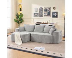 MODFU - Modulaire Hoekbank - L-Vorm En Diepe Zitting - Minimalistisch - Woonkamer - Chenille - Grijs
