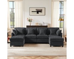 MODFU - Modulaire Hoekbank - U- En L-Opstelling - Modern - Voor Woonkamer - Chenille - Grijs - 278 x 161 x 81 cm