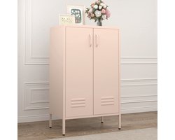 MODFU - Opbergkast - 2 Deuren En 2 Verstelbare Planken - Modern - Metaal - Roze