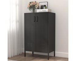 MODFU - Opbergkast - 2 Deuren En 2 Verstelbare Planken - Modern - Voor Woonkamer Of Kantoor - Metaal - Zwart