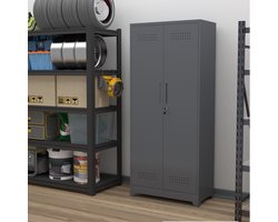 MODFU - Opbergkast - Afsluitbare Deuren - Verstelbare Planken - Garage - Metaal - Grijs