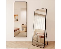 MODFU - Passpiegel - Afgeronde Hoeken En Wandmontage - Modern - Vrijstaand Of Aan De Wand - ABS En Metaal - Zwart