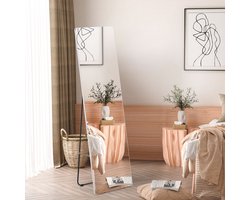 MODFU - Passpiegel - Vrijstaand Of Aan De Wand - Modern - Glas En Aluminiumlegering - Zilver - 45 X 37 X 158,5 Cm