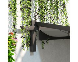 MODFU - Pergola Voor Terras - Wandmontage - Uitschuifbaar Dak - Polyester - Donkergrijs - 297 X 297 X 200/230 Cm