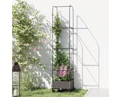 MODFU Plantenpot Met Klimrek – Verrijdbaar & Zelfwaterend – 40x40x185 cm – Voor Balkon of Terras – Kunststof – Zwart
