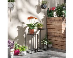MODFU - Plantenstandaards - 2-Delige Set - Modern Minimalistisch - Balkon Tuin - Metaal - Zwart